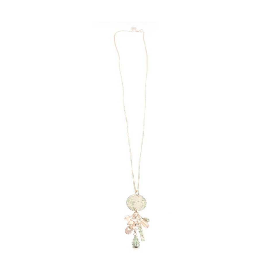 LONG PENDANT NECKLACE AGED METAL "SOÑADORA"