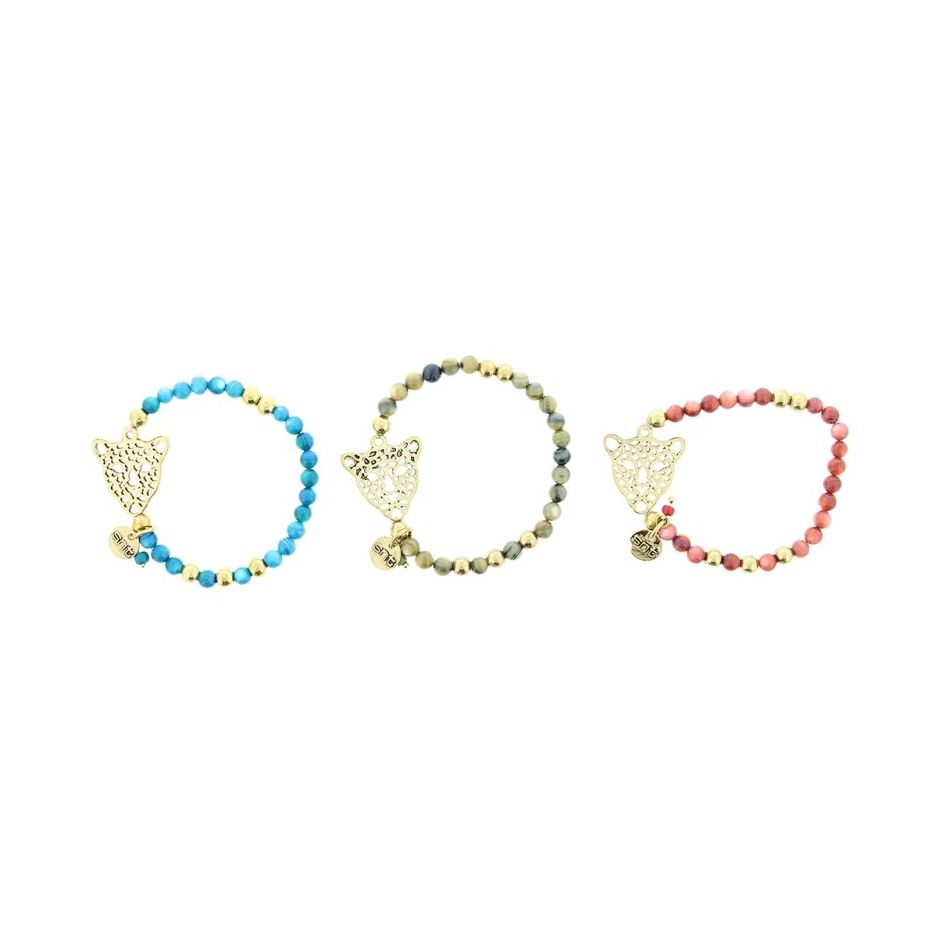 PULSERA CUENTAS METAL PIEDRAS