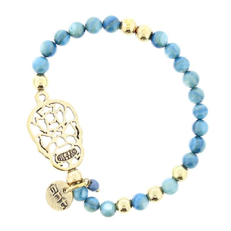 PULSERA CUENTAS METAL PIEDRAS