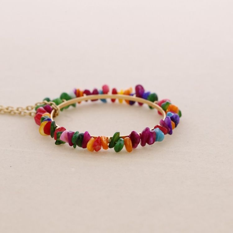 COLLAR LARGO COLGANTE ANILLA PIEDRECITAS