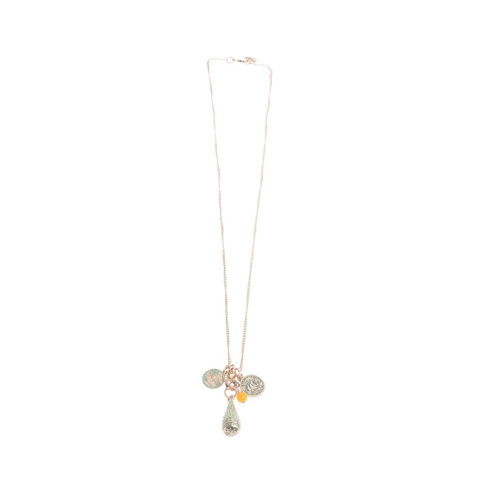 LONG PENDANT NECKLACE AGED METAL