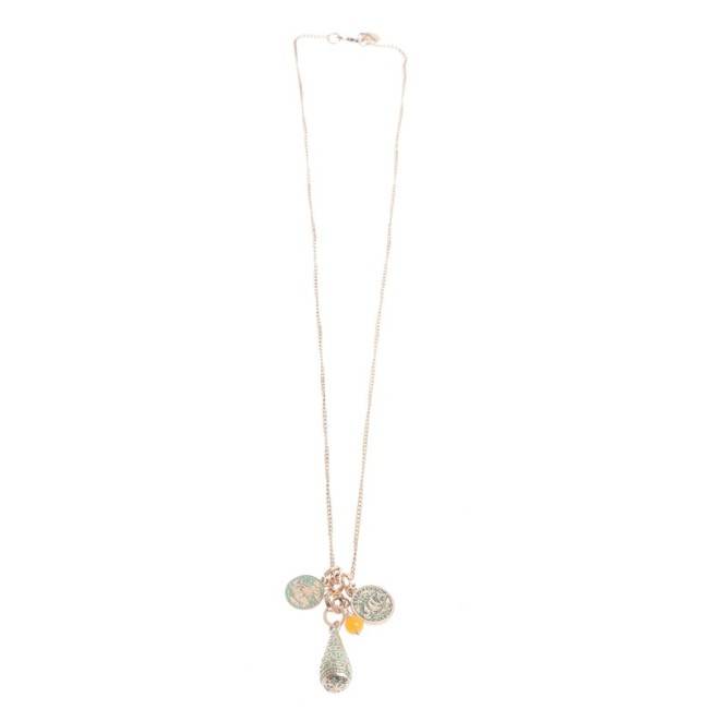 LONG PENDANT NECKLACE AGED METAL