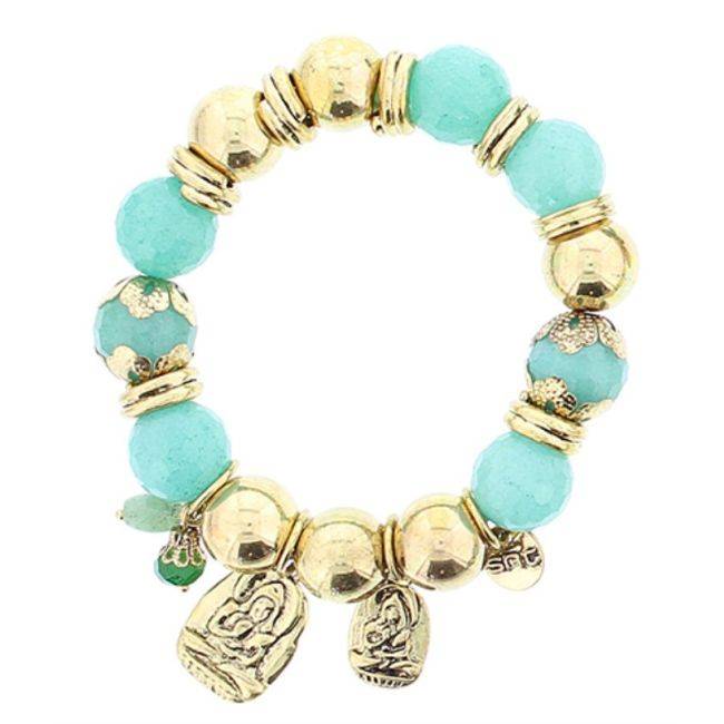 PULSERA CUENTAS METAL PIEDRAS
