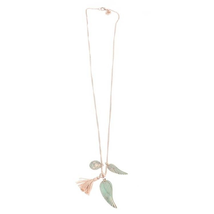 LONG PENDANT NECKLACE AGED METAL