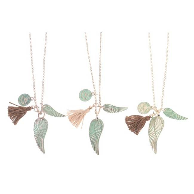 LONG PENDANT NECKLACE AGED METAL