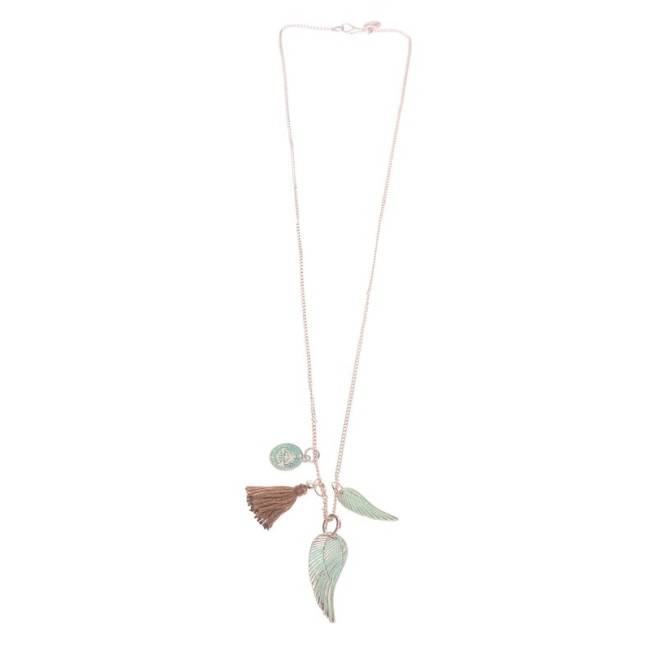 LONG PENDANT NECKLACE AGED METAL