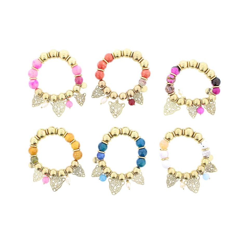 PULSERA CUENTAS METAL PIEDRAS