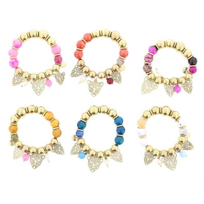 PULSERA CUENTAS METAL PIEDRAS