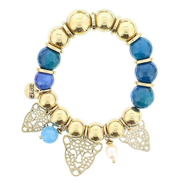 PULSERA CUENTAS METAL PIEDRAS