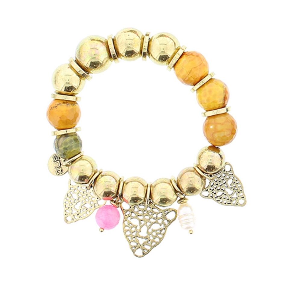 PULSERA CUENTAS METAL PIEDRAS