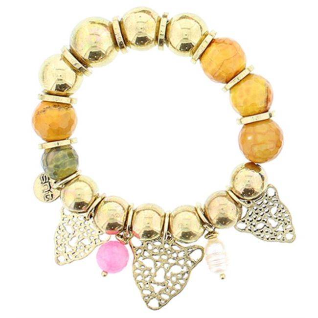 PULSERA CUENTAS METAL PIEDRAS
