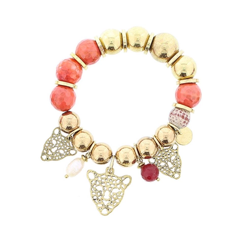 PULSERA CUENTAS METAL PIEDRAS