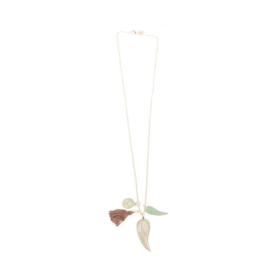 LONG PENDANT NECKLACE AGED METAL