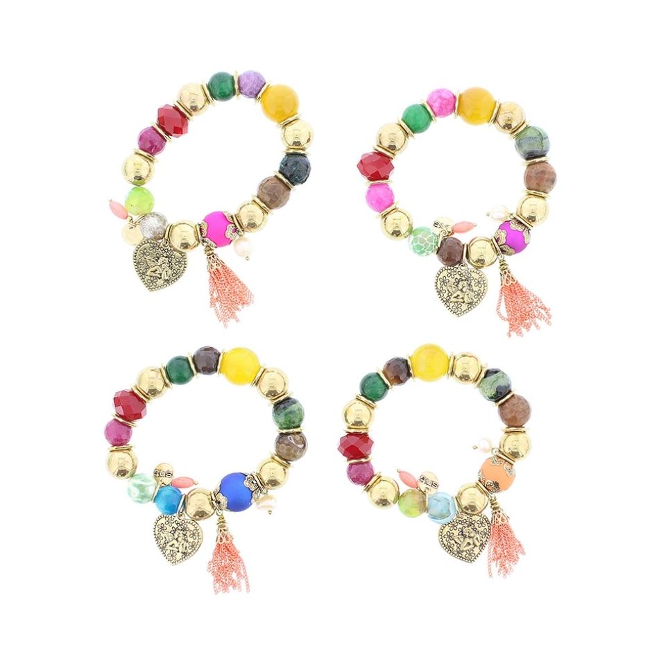 PULSERA CUENTAS METAL PIEDRAS