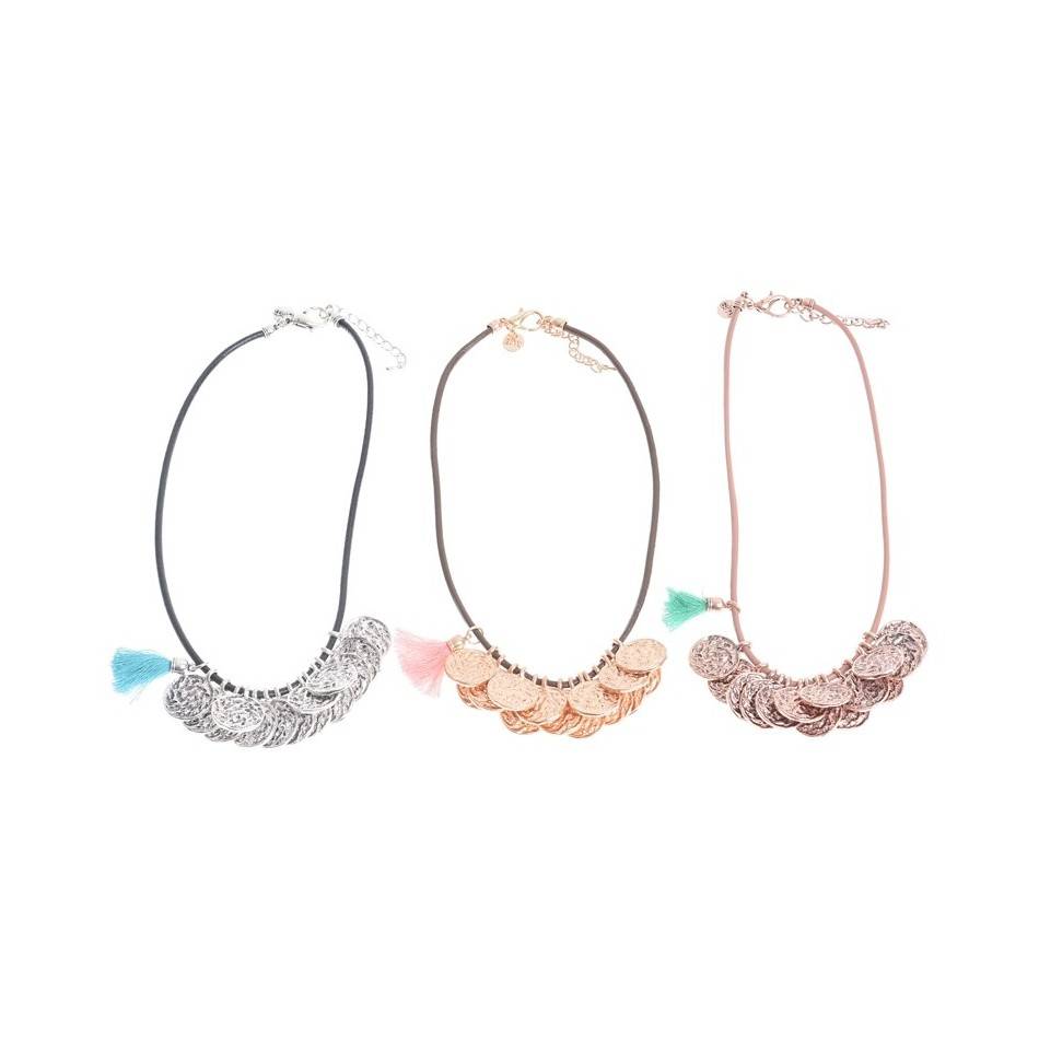 COIN LEATHER SHORT NECKLACE