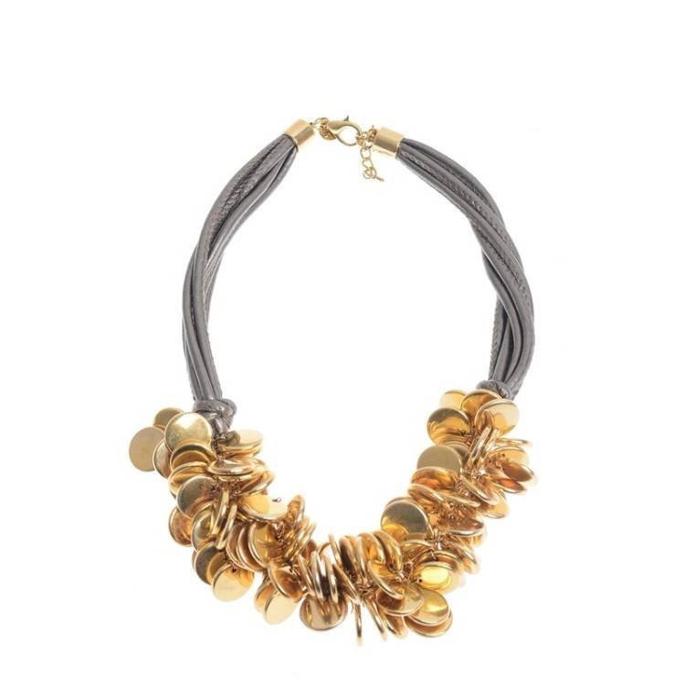 LEATHER SHORT NECKLACE WITH BEADS