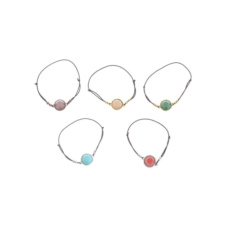 RESIN METAL BEADS ELASTIC BRACELET