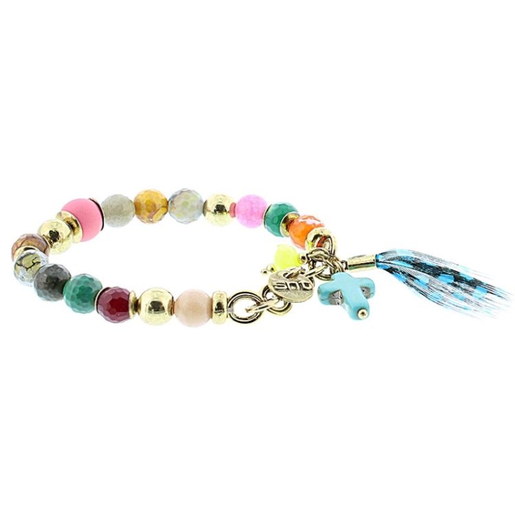 PULSERA CUENTAS METAL PIEDRAS