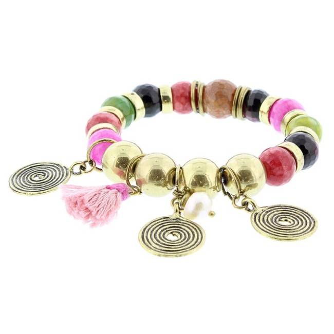 PULSERA CUENTAS METAL PIEDRAS
