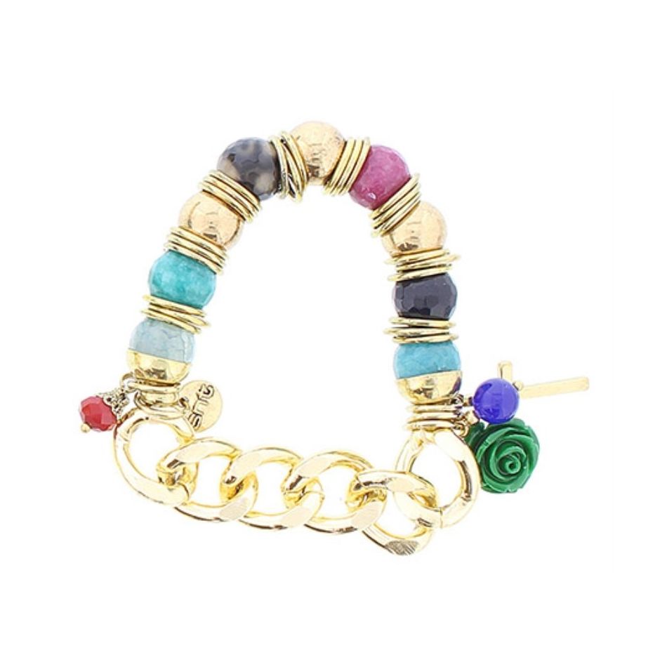 PULSERA CUENTAS METAL PIEDRAS