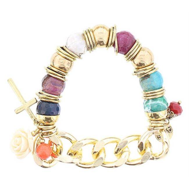 PULSERA CUENTAS METAL PIEDRAS