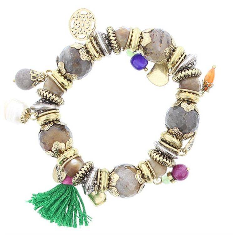 METAL STONE BEADS BRACELET