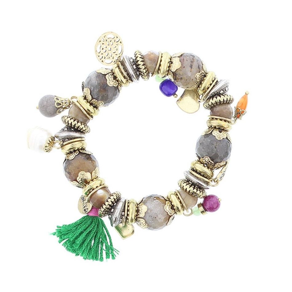 METAL STONE BEADS BRACELET