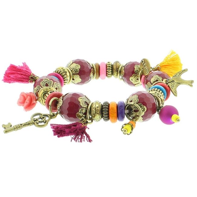 PULSERA CUENTAS METAL PIEDRAS