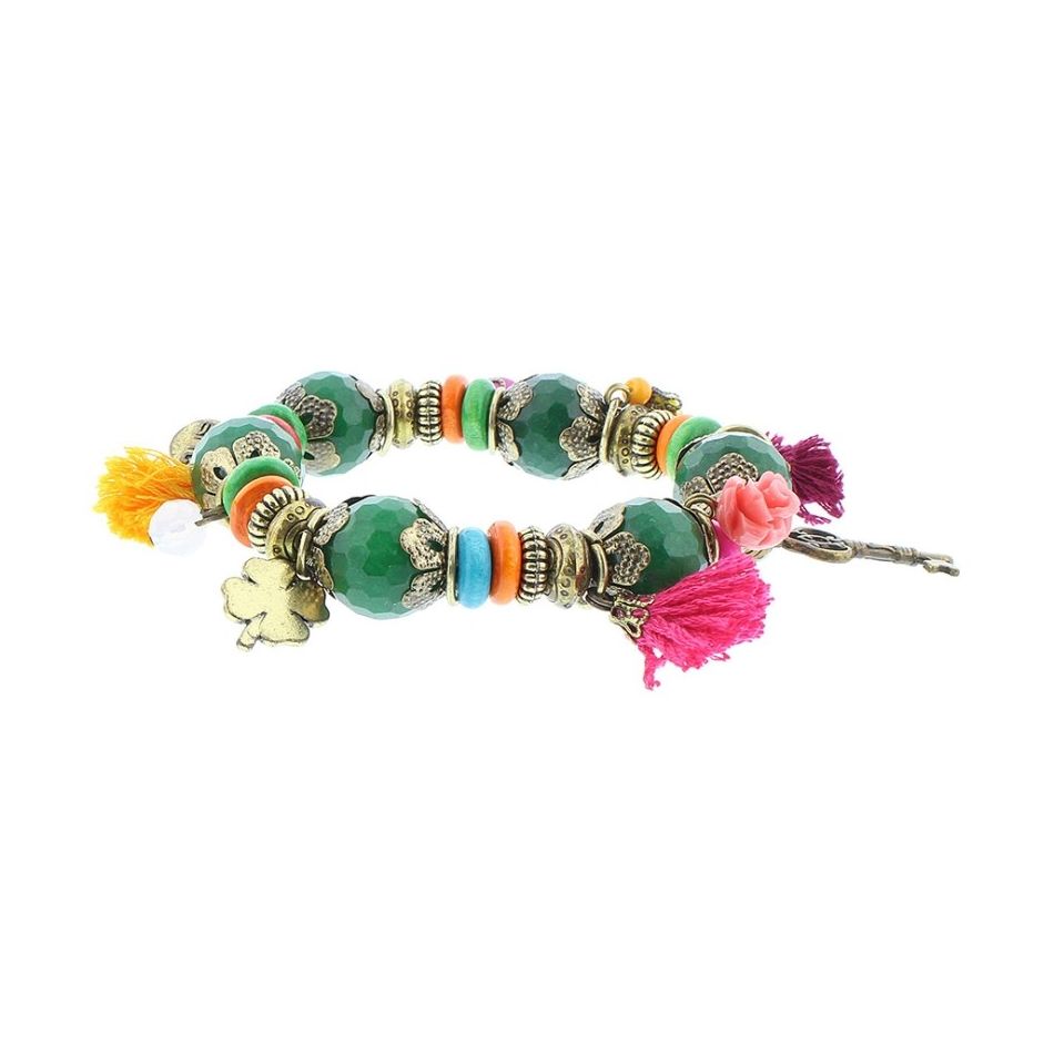 PULSERA CUENTAS METAL PIEDRAS