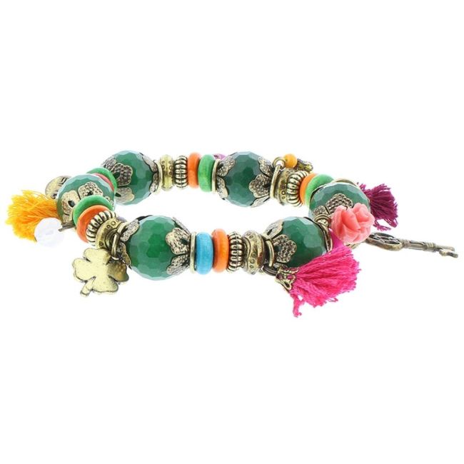 PULSERA CUENTAS METAL PIEDRAS