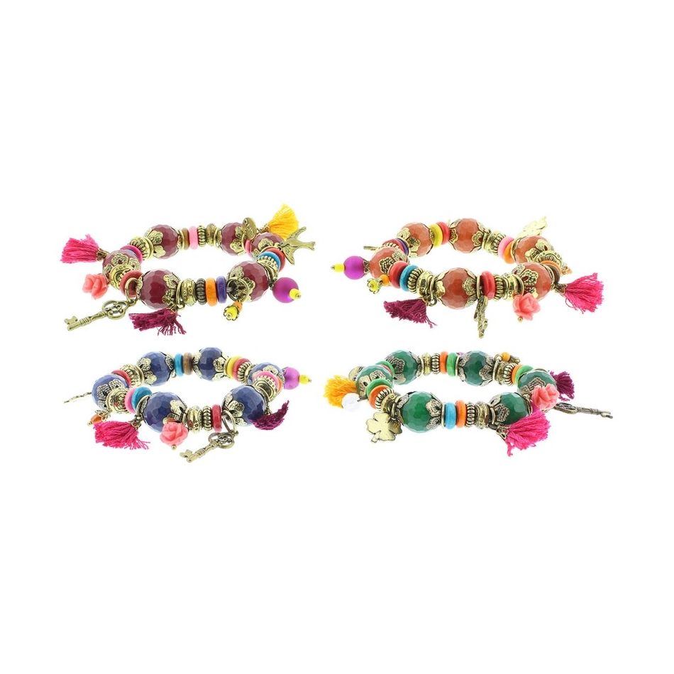 PULSERA CUENTAS METAL PIEDRAS