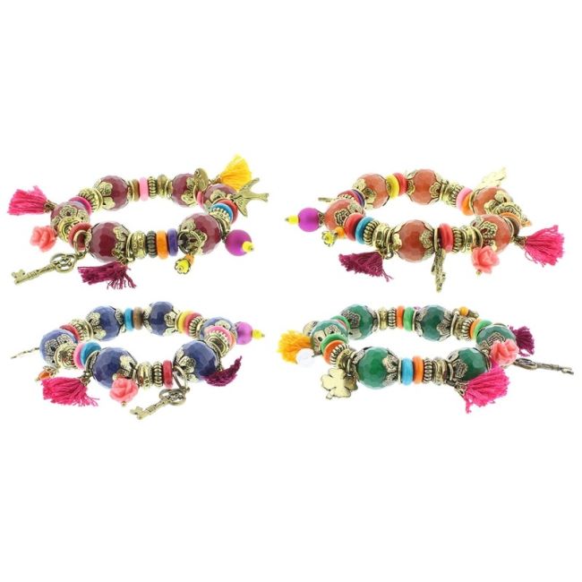 PULSERA CUENTAS METAL PIEDRAS