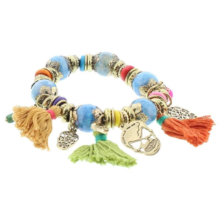 PULSERA CUENTAS METAL PIEDRAS
