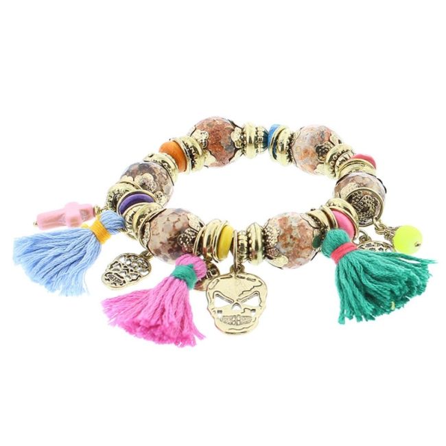 PULSERA CUENTAS METAL PIEDRAS