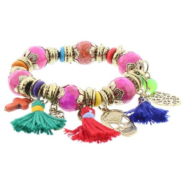 PULSERA CUENTAS METAL PIEDRAS