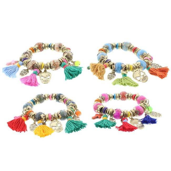 PULSERA CUENTAS METAL PIEDRAS