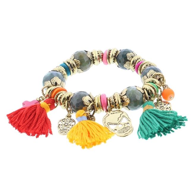 PULSERA CUENTAS METAL PIEDRAS