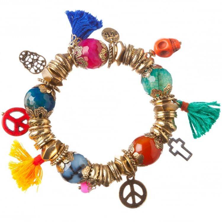 PULSERA CUENTAS METAL PIEDRAS