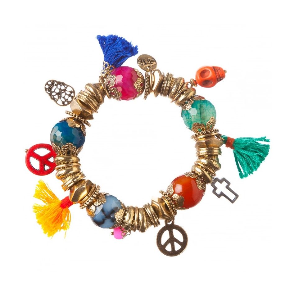 PULSERA CUENTAS METAL PIEDRAS