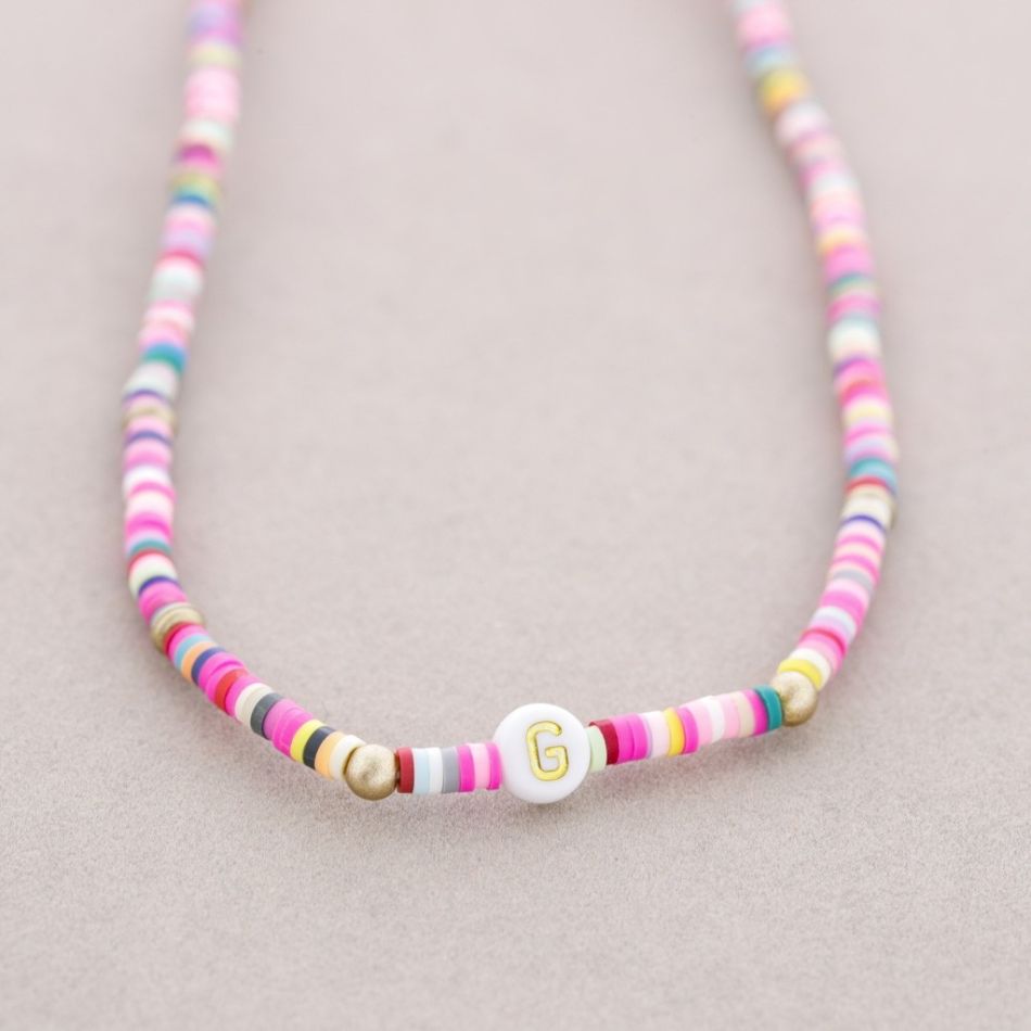 INITIAL FIMO ELASTIC SHORT NECKLACE