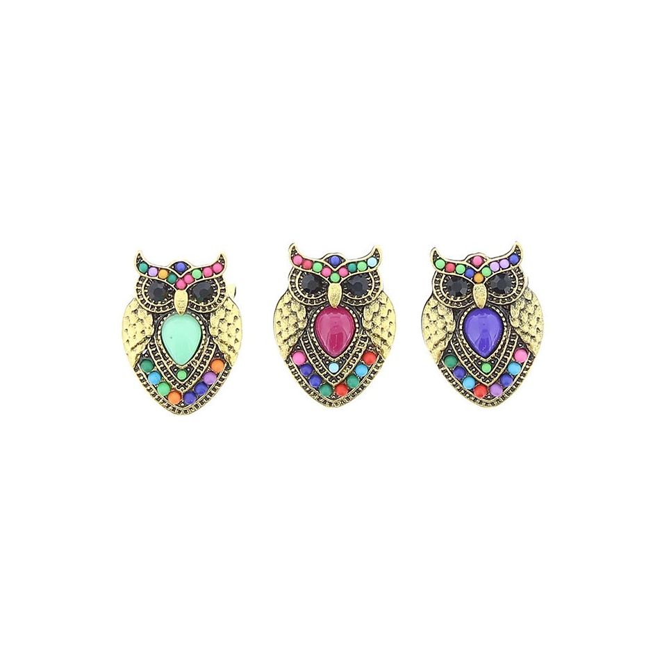 BEADS METAL OWL BROOCH