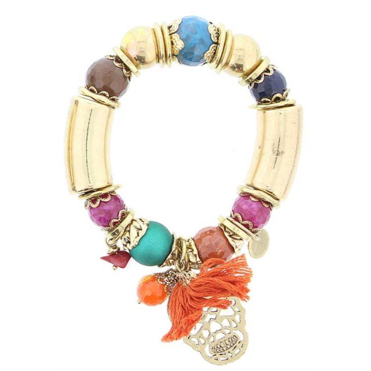 PULSERA CUENTAS METAL PIEDRAS