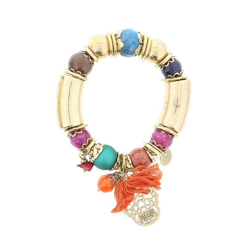 PULSERA CUENTAS METAL PIEDRAS
