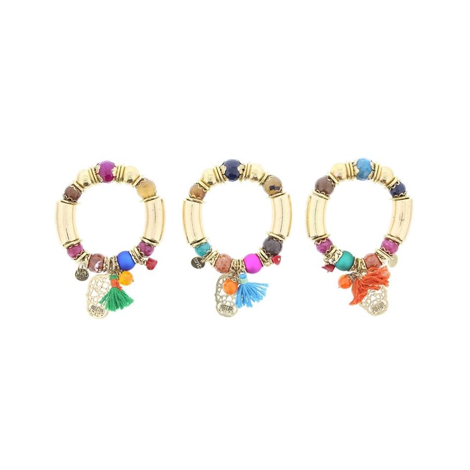 PULSERA CUENTAS METAL PIEDRAS