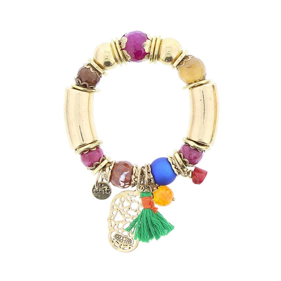 PULSERA CUENTAS METAL PIEDRAS