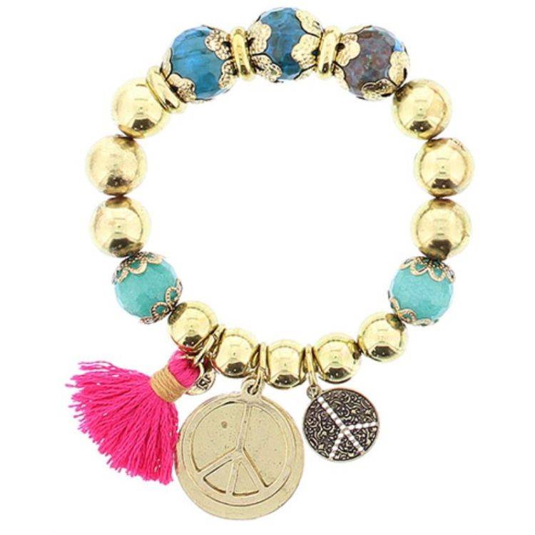 PULSERA CUENTAS METAL PIEDRAS