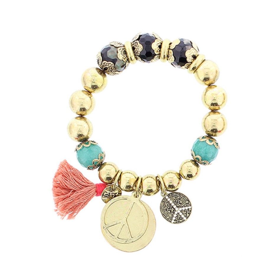PULSERA CUENTAS METAL PIEDRAS