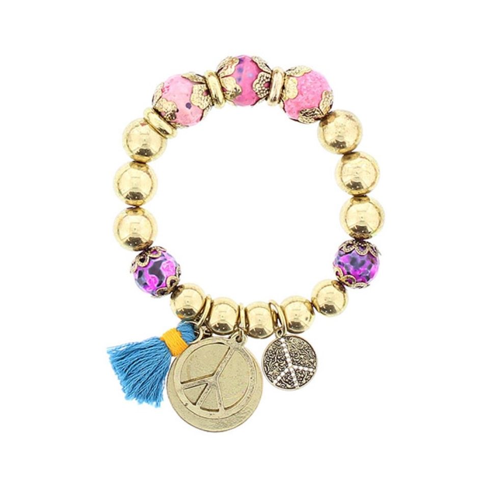 METAL STONE BEADS BRACELET
