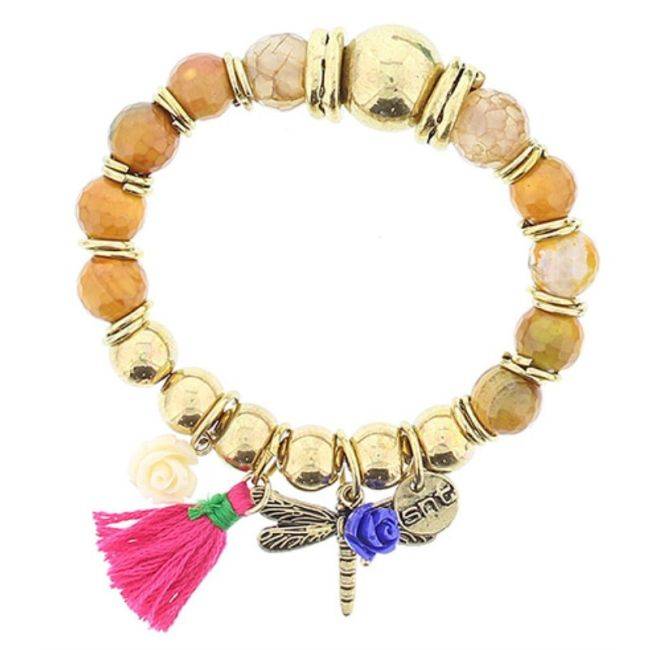 PULSERA CUENTAS METAL PIEDRAS