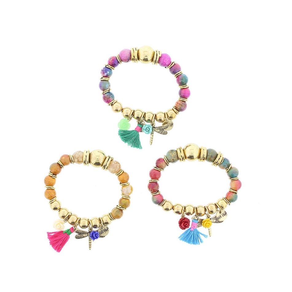 PULSERA CUENTAS METAL PIEDRAS